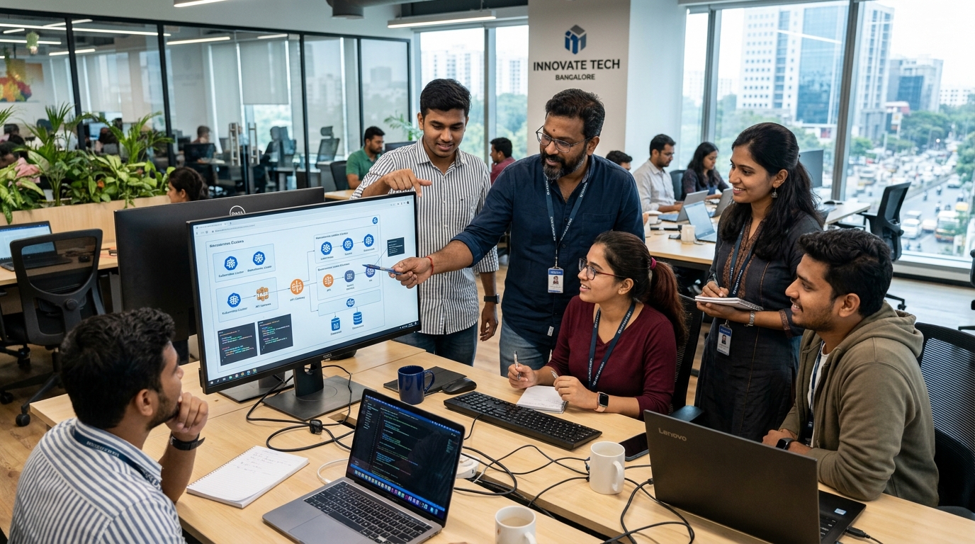 Engineers discussing project architecture